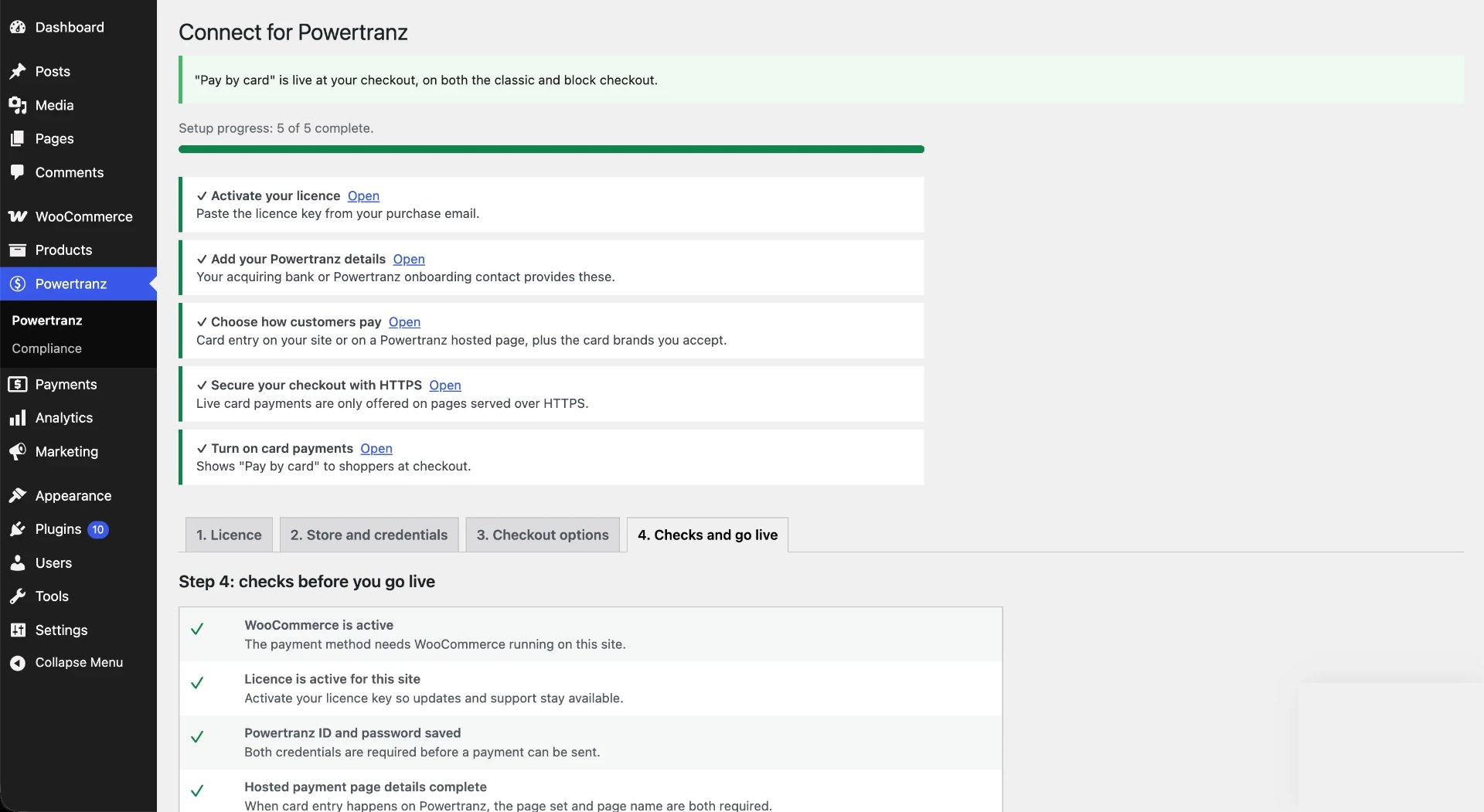 Guided setup with go-live checks